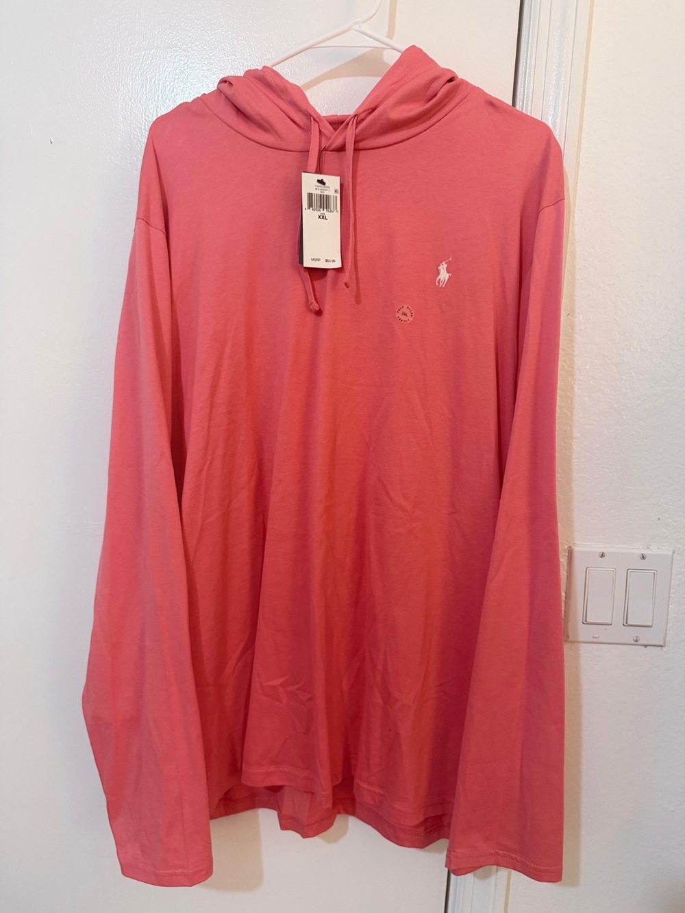 Ralph Lauren Coral Pink Hooded Long Sleeve Tee